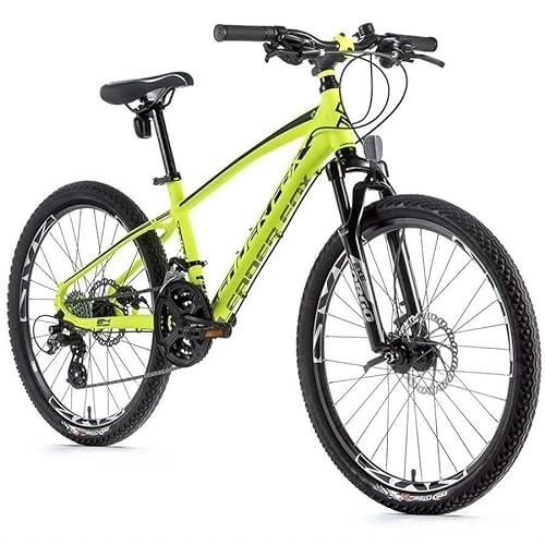 Mountainbike : 24 Zoll Alu Mountainbike Leader Fox Capitan Boy MTB 8 Gang Disc Neon Gelb