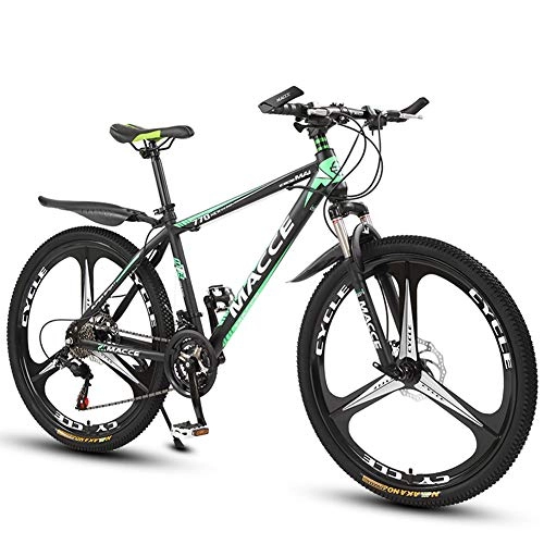 Mountainbike : 26 Zoll Mountainbike für Erwachsene, 21 Gang Outdoor Rennrad für Männer, Frauen, Hybrid Komfortrad mit Doppelscheibenbremse (schwarz, grün)