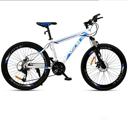 Mountainbike : AISHFP Erwachsene Mountain Bike, Doppelscheibenbremse / High-Carbon Stahlrahmen Bikes, Strand Snowmobile Unisex Fahrrad, 26 Zoll-Räder, Weiß, 21 Speed