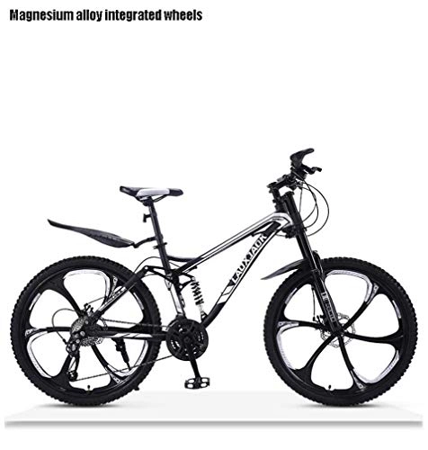 Mountainbike : AISHFP Off-Road Downhill Mountainbike Erwachsener, Doppelscheibenbremse Schnee Bikes, High-Carbon Stahlrahmen Strand Fahrrad, 24 Zoll-Räder, Schwarz, 24 Speed