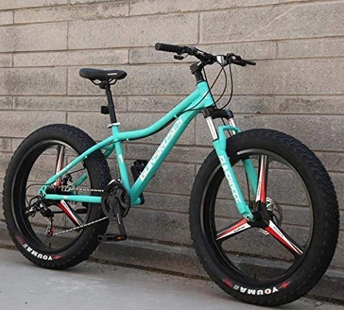 Mountainbike : Aoyo 26inch Fat Tire Mountain Bikes, Doppelaufhebung Rahmen und Federgabel All Terrain Männer Gebirgsfahrrad Erwachsener, (Color : Green 3, Size : 24Speed)
