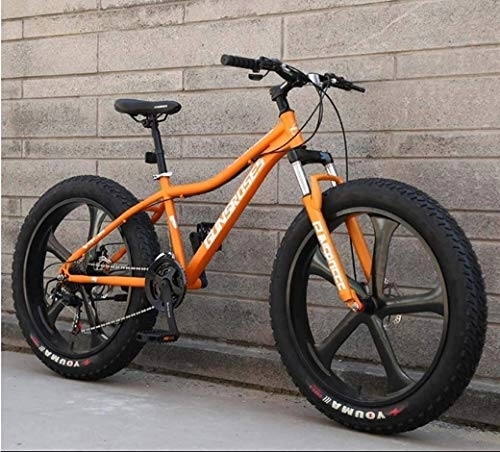 Mountainbike : Aoyo Erwachsene Mountain Bikes, Gelände Straßen-Fahrrad, Doppelaufhebung Rahmen Bike Und Federgabel 26inch Fat Tire Hardtail Schneemobile, (Color : Orange 2, Size : 27Speed)