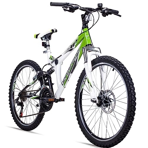 Mountainbike : Bergsteiger Montreal 20, 24 Zoll Kinderfahrrad, geeignet für 6, 7, 8, 9, 10, 11, 12, 13 Jahre, Shimano 18 Gang-Schaltung, Mountainbike mit Vollfederung, Jungen-Fahrrad, Mädchen-Fahrrad