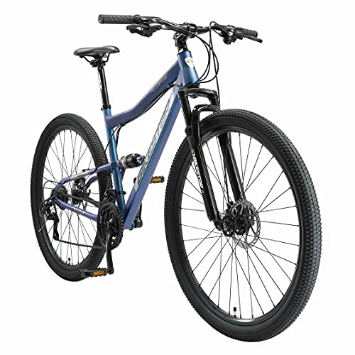 Mountainbike : BIKESTAR Fully Mountainbike Shimano 21 Gang Schaltung, Scheibenbremse 29 Zoll Reifen | 19 Zoll Rahmen MTB Vollgefedert | Blau