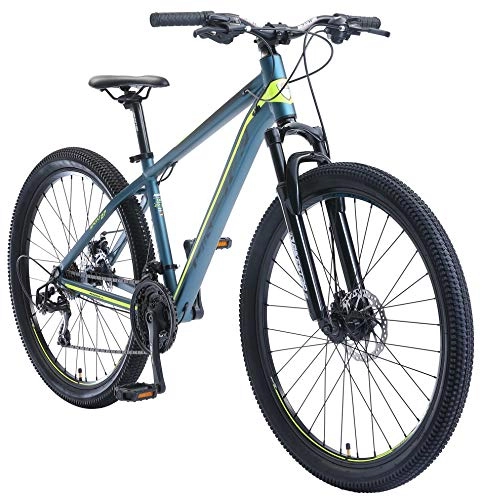 Mountainbike : BIKESTAR Hardtail Aluminium Mountainbike Shimano 21 Gang Schaltung, Scheibenbremse 27.5 Zoll Reifen | 16 Zoll Rahmen Alu MTB | Blau Grün