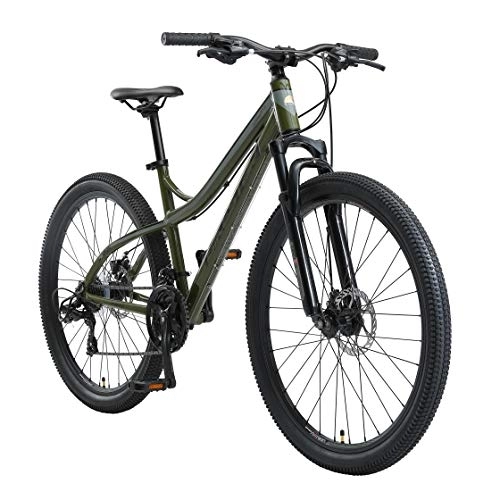 Mountainbike : BIKESTAR Hardtail Aluminium Mountainbike Shimano 21 Gang Schaltung, Scheibenbremse 27.5 Zoll Reifen | 17 Zoll Rahmen Alu MTB | Oliv & Grau