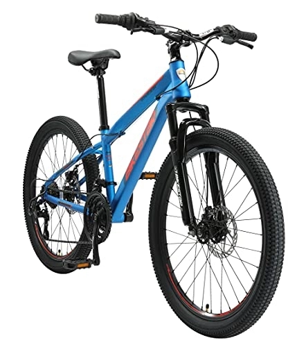 Mountainbike : BIKESTAR Kinder Fahrrad Mountainbike 21 Gang Shimano, Scheibenbremse ab 8 Jahre | 24 Zoll Kinderrad MTB | Blau