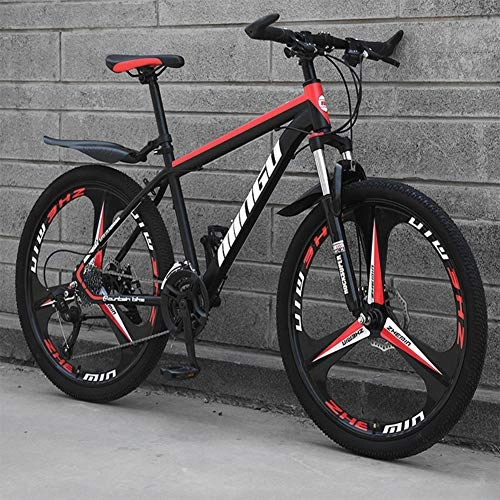 Mountainbike : BREEZE 24 Zoll Fahrrad Scheibenbremsen Hardtail MTB, Trekkingrad Herren Bike Mädchen-Fahrrad, Vollfederung Mountain Bike, Black red, 27 Speed