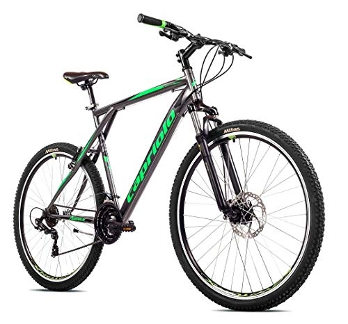 Mountainbike : breluxx® 29 Zoll Mountainbike Hardtail FS Disk Adrenalin Sport grau-grün, 21 Gang Shimano, FS + Scheibenbremsen - Modell 2020