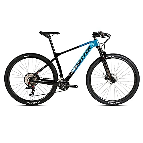 Mountainbike : Carbonfaser Mountainbike, 27.5 / 29'' Stoßdämpfung, Rutschfestes MTB, Drahtgesteuerte Luftgabel Aus Magnesium Aluminium Legierung, Fahrrad Für Schülerfahrrad Für Erwac Black Blue-29