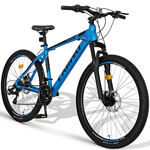 Mountainbike : CARPAT SPORT 26 Zoll Aluminium Mountainbike, Shimano 21 Gang-Schaltung, Doppelscheibenbremsen, Fahrrad geeignet für Erwachsene, Alu MTB, Männer und Frauen- Blau Schwarz……