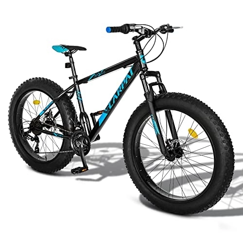 Mountainbike : Carpat Sport 26 Zoll Fatbike Mountainbike | Shimano 18 Gang-Schaltung, 4.0 fette Reifen Fahrrad, Doppelscheibenbremsen, Fahrrad geeignet für Erwachsene, MTB, Männer und Frauen- Blau Schwarz