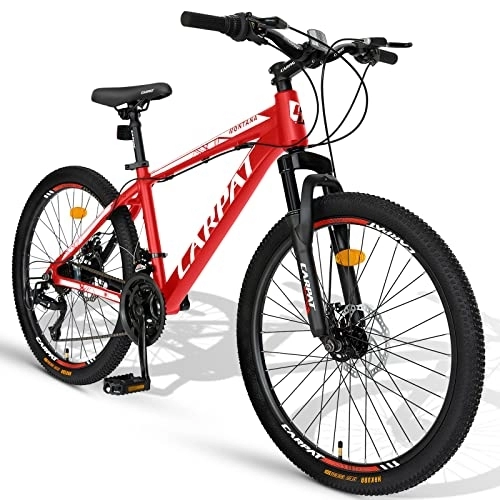 Mountainbike : Carpat Sport 27.5 Zoll Aluminium Mountainbike Shimano 21 Gang-Schaltung, Doppelscheibenbremsen, geeignet für Erwachsene, Alu MTB- Rot
