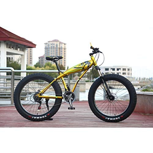 Mountainbike : Dengjiam Fahrrad City Rennradrahmen 26 * 4.0 Fat Bike 21.07.24 Speed ​​Mountainbike Aluminiumlegierung Stoßdämpfer Fahrrad Großer Reifen Snow Bike-D_26Inch_7_Speed