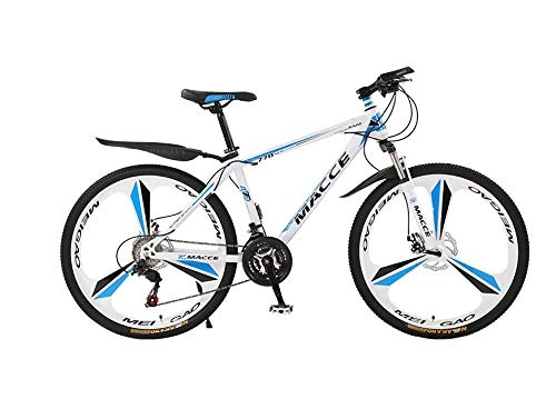 Mountainbike : DGAGD 24-Zoll-Mountainbike-Fahrrad männlich und weiblich Erwachsener dreirädriges stoßdämpfendes Fahrrad mit Variabler Geschwindigkeit-weiß Blau_24 Geschwindigkeit