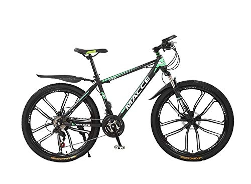 Mountainbike : DGAGD 24-Zoll-Mountainbike-Fahrrad männliche und weibliche Erwachsene mit Variabler Geschwindigkeit zehnrad stoßdämpfendes Fahrrad-dunkelgrün_24 Geschwindigkeit