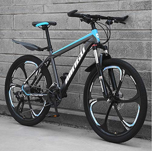 Mountainbike : DGAGD 24-Zoll-Mountainbike mit Variabler Geschwindigkeit Offroad-Stoßdämpfer Fahrrad Leichtes Straßenrennen Sechsrad-Schwarz Blau_24 Geschwindigkeit
