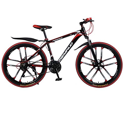 Mountainbike : DGAGD 26 Zoll Doppelscheibenbremse mit Variabler Geschwindigkeit Mountainbike aus Aluminiumlegierung mit zehn Schneidrädern-Schwarz Rot_27 Geschwindigkeit