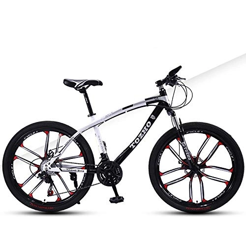 Mountainbike : DGAGD Mountainbike Fahrrad mit Variabler Geschwindigkeit 24 Zoll Doppelscheibenbremsen Doppelstoßdämpfer Ultraleicht zehn Schneidräder-weiß schwarz_30 Geschwindigkeit