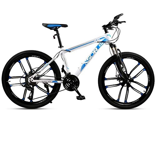 Mountainbike : DGAGD Snowbike großer Reifen 4.0 dick und breit 24 Zoll Scheibenbremse Mountainbike zehn Schneidräder-weiß Blau_21 Geschwindigkeit