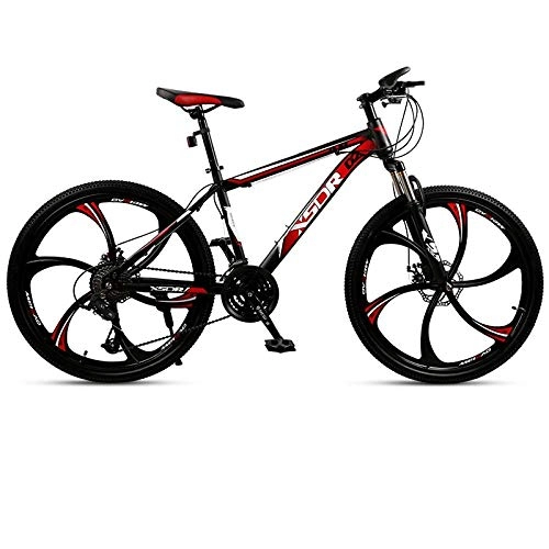 Mountainbike : DGAGD Snowbike großer Reifen 4.0 dick und breit 26 Zoll Scheibenbremse Mountainbike Sechs Schneidrad-Schwarz Rot_21 Geschwindigkeit