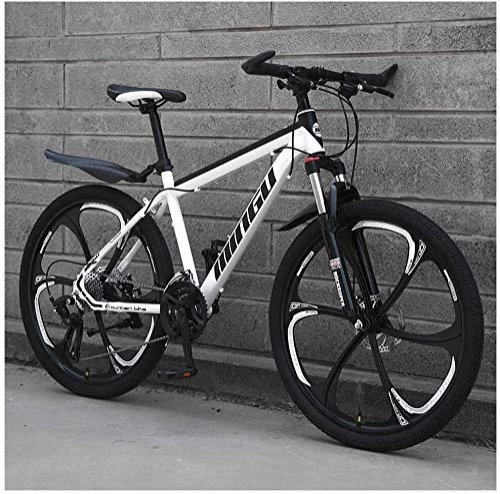 Mountainbike : DING 24-Zoll-Mountainbikes, Mens-Frauen-Carbon Steel Fahrrad, 30-Gang-Schaltung All Terrain Mountain Bike mit Doppelscheibenbremse (Color : 27 Speed, Size : White 6 Spoke)