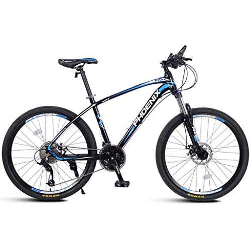 Mountainbike : Dsrgwe Mountainbike, 26inch Mountainbike, Aluminiumlegierung Hardtail Fahrrder, Doppelscheibenbremse und Locking Vorderradfederung, 27 Geschwindigkeit, 17" Rahmen (Color : Black+Blue)