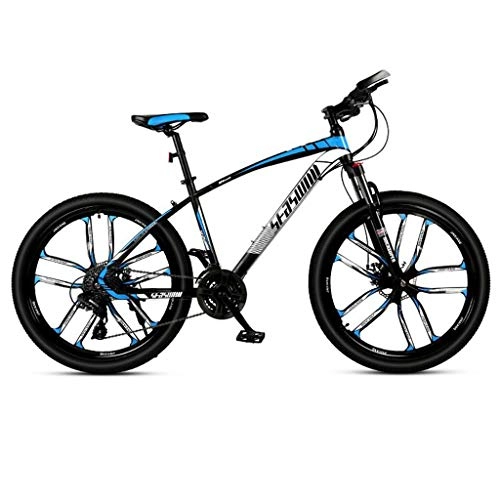 Mountainbike : Dsrgwe Mountainbike, Mountainbike, 26inch Hardtail Mountainbikes, Carbon-Stahlrahmen, Vorderradaufhängung und Doppelscheibenbremse (Color : Black+Blue, Size : 21 Speed)