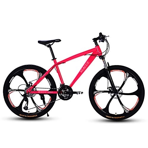 Mountainbike : DULPLAY Doppelscheibenbremse Fahrrad Für Männer Frauen, Erwachsene 24 Zoll MTB, Strand Motorschlitten Mountainbike Bike Rosa 24", 27-Gang