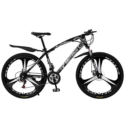 Mountainbike : DULPLAY Leicht Mountainbike Bike, Fahrrad Mit Front-aufhängung Verstellbarer Sitz, Starker Rahmen Scheibenbremse MTB Black 3 Spoke 26", 27-Gang