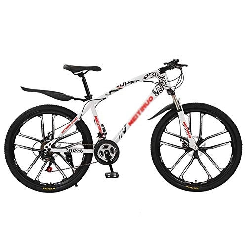 Mountainbike : DULPLAY MTB Bike, Männer's Und Frauen's Umschalten Mountainbike, Dual-scheiben-Bremse Stoßdämpfung Front-aufhängung White 10 Spoke 26", 24-Gang