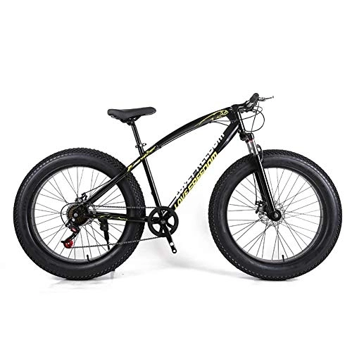 Mountainbike : DULPLAY MTB Für Jugendliche Erwachsene Männer Frauen, Doppelscheibenbremse Fetter Reifen Fahrrad, 26 Zoll Mountainbike Bike Schwarz 26", 7-Gang