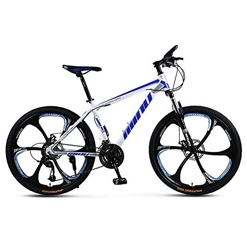 Mountainbike : DULPLAY Racing Fahrrad Fahrrad Für Frauen, 26 Zoll Racing Erwachsene MTB, Fahrrad Gabeln, Vollsperrung Mountainbike Mann Weiß Und Blau 26", 21-Gang