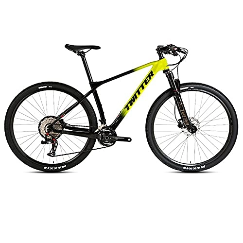 Mountainbike : EWYI 27.5 / 29 Zoll Mountainbike, Kohlefaser-MTB, Stoßdämpfung Im Freien, Cross-Country-Studentenfahrrad Mit Variabler Geschwindigkeit, rutschfeste Bergpedale Aus Aluminium Black Yellow-29