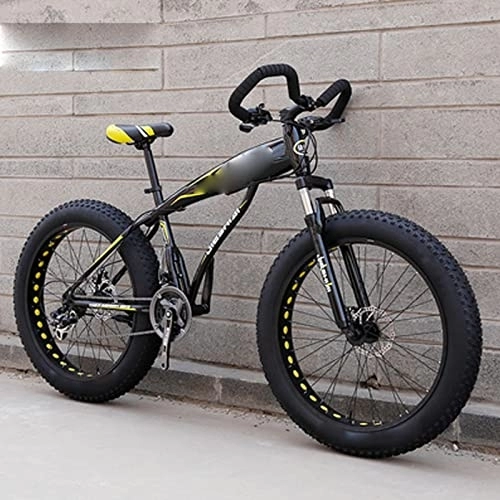 Mountainbike : FAXIOAWA 26 Zoll Dicker Reifen, ultrabreites Mountainbike mit Variabler Geschwindigkeit, großes Rad, Schneemobil, Erwachsener, Student, Fahrrad (Gelb 7)