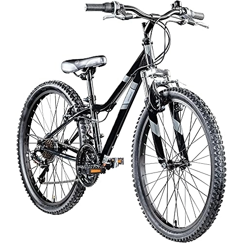 Mountainbike : Galano GA20 Mountainbike 24 Zoll Jungen Mädchen Fahrrad für Jugendliche Jugendfahrrad MTB Hardtail Jugend Kinder Fahrrad ab 8 Jahre Mountain Bike 21 Gänge (schwarz / grau, 30 cm)