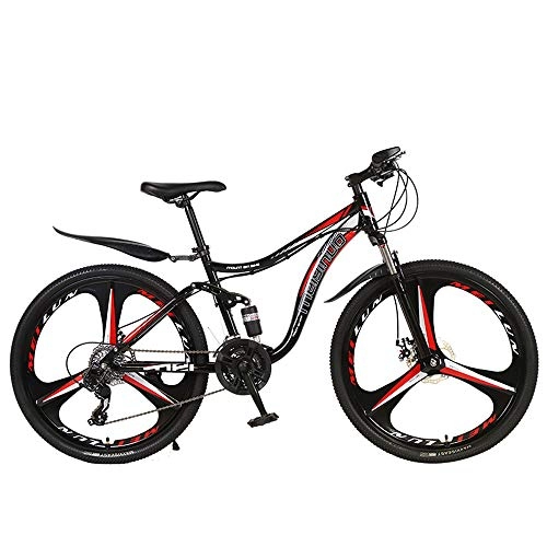 Mountainbike : Gnohnay 26-Zoll Schaltfahrrad Mountainbike Langlaufrad für Erwachsene, Doppelscheiben, Rahmen aus Hohem Kohlenstoffstahl, Unisex, Rot, 24 Speed