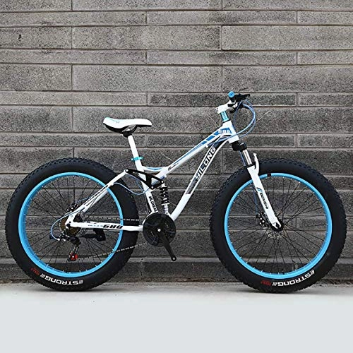 Mountainbike : GXLO Fahrrad 24 / 26 Inch MTB Top Fat Bike Fat Tire Bike Schnee-Fahrrad-Fat Big Reifen Fahrrad Fat Tire Mountain Bike Beach Cruiser 21 / 24 / 27 Geschwindigkeit Fat Bikes, Weiß, 26 inch 27 Speed