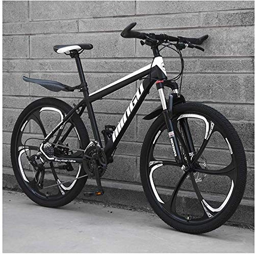 Mountainbike : H-ei 24-Zoll-Mountainbikes, Mens-Frauen-Carbon Steel Fahrrad, 30-Gang-Schaltung All Terrain Mountain Bike mit Doppelscheibenbremse (Color : 21 Speed, Size : Black 6 Spoke)