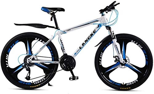 Mountainbike : HCMNME Mountainbikes, 24-Zoll-Mountainbike Variable Geschwindigkeit männlich und weibliches Dreirad-Fahrrad Aluminiumrahmen mit Scheibenbremsen (Color : White Blue, Size : 24 Speed)
