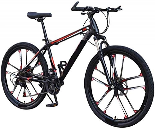 Mountainbike : HFM Mountainbike, 26-Zoll-Mountainbike, doppelt gefederte Fahrrder aus Kohlenstoffstahl, rutschfestes 6-Speichen-21-Gang-Antriebsstrang-Fahrrad, Schaltfahrrad mit Vollfederung, Rot