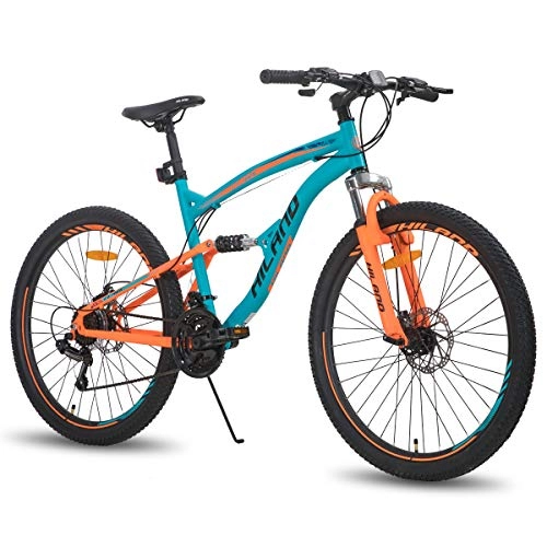 Mountainbike : Hiland 26 Zoll Mountainbike für Herren 21-Gang MTB Fahrrad 18 Zoll Dual-Suspension Urban Commuter City Fahrrad Blue & Orange