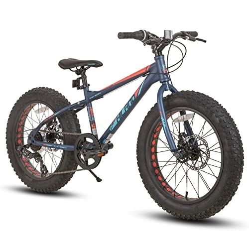 Mountainbike : Hiland Kinder Fatrad Fettrad Kinderfahrrad Shimano 7-Gang, Doppelscheibenbremse, 20 Zoll, Kinder Mountainbike für Jungen Mädchen Blau