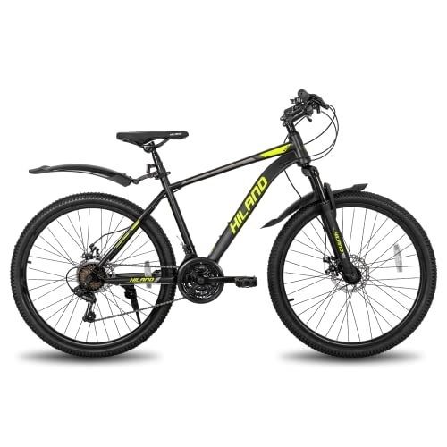 Mountainbike : Hiland Mountain Bike Bicicletta 26 Pollici Bici 21 Marce Con Forcella Ammortizzata Colore Nero e Giallo…