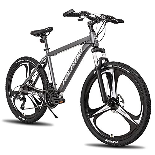 Mountainbike : Hiland Mountainbike aus Aluminium, 26 Zoll, 24 Gänge, mit Shimano-Scheibenbremse, 3 Speichenräder, Rahmengröße 18 MTB Fahrrad Jugendliche Grau