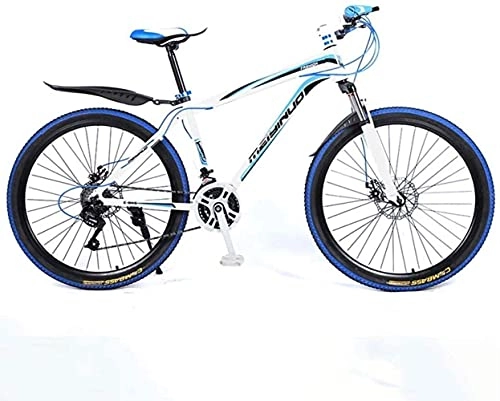 Mountainbike : HJRBM 26 Zoll 27-Gang-Mountainbike für Erwachsene， Leichte Aluminiumlegierung Vollrahmen， Rad Vorderradaufhängung Herrenfahrrad， Scheibenbremse 6-11， Schwarz 1 Fengong (Farbe : Blau 1)