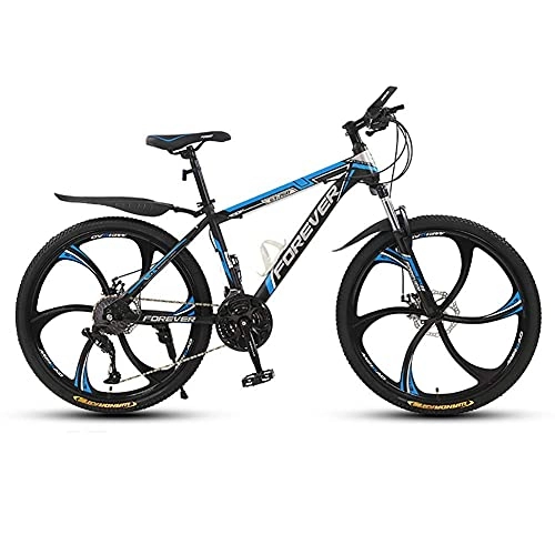 Mountainbike : HJRBM Fahrrad， 26 Zoll Mountainbike， Doppelscheibenbremsen Mountainbike， 24 Geschwindigkeit 6 Messerrad Fahrrad， MTB， Schwarz Blau Fengong