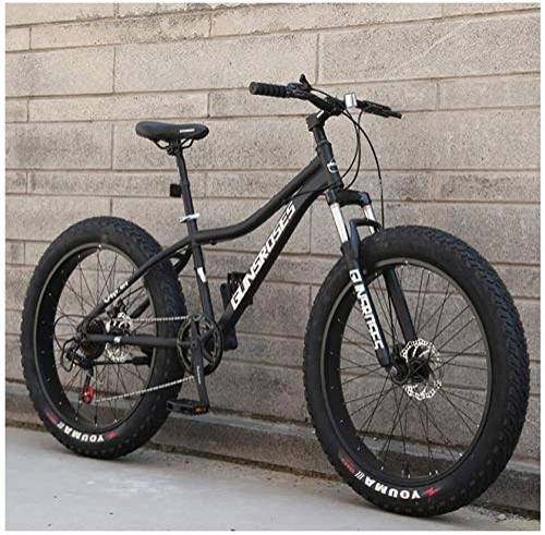 Mountainbike : HQQ 26-Zoll-Mountainbikes, High-Carbon Stahl Hardtail Mountainbike, Fat Tire All Terrain Mountain Bike, Frauen-Männer Anti-Rutsch-Bikes (Color : Black, Size : 24 Speed)