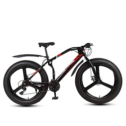 Mountainbike : Hyuhome Mountainbikes für Männer Frauen Erwachsener, 26 ‚' All Terrain MTB Stadt Fahrrad mit 4.0 Fat Tire, Bold Federgabel Snow Beach Fahrrad, Schwarz