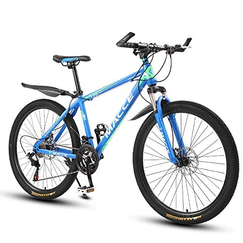 Mountainbike : JACK'S CAT 26-Zoll-Mountainbike, Mountainbike mit hohem Kohlenstoffgehalt und Stahlrahmen, Hardtail-Mountainbike fr Damen mit Doppelscheibenbremse, blau, 27 Speed